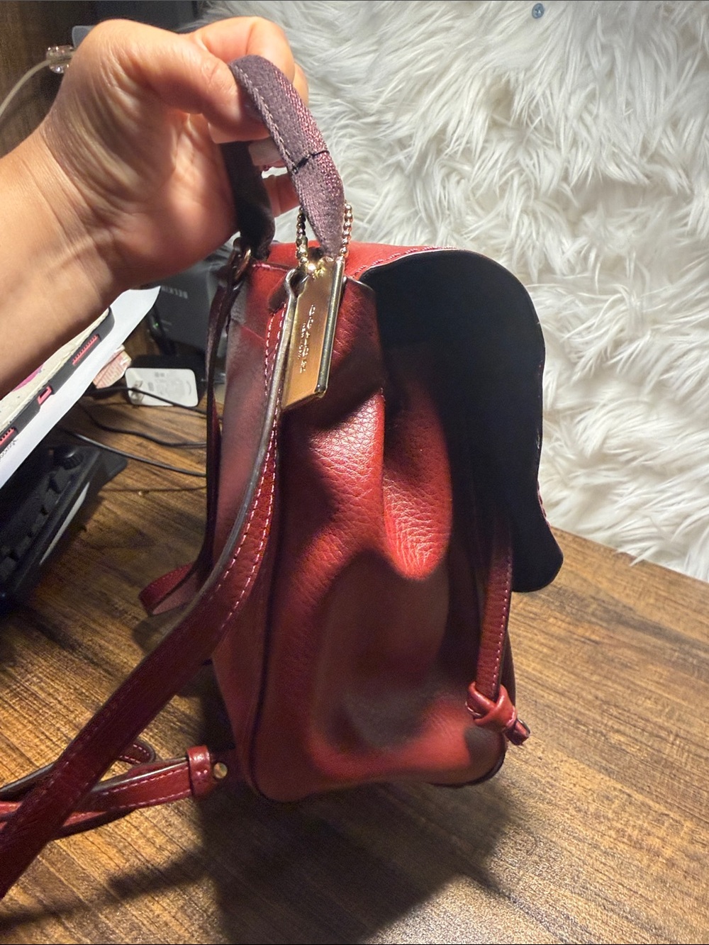 Coach Mini Leather Backpack — Deep Red - Picture 5 of 9